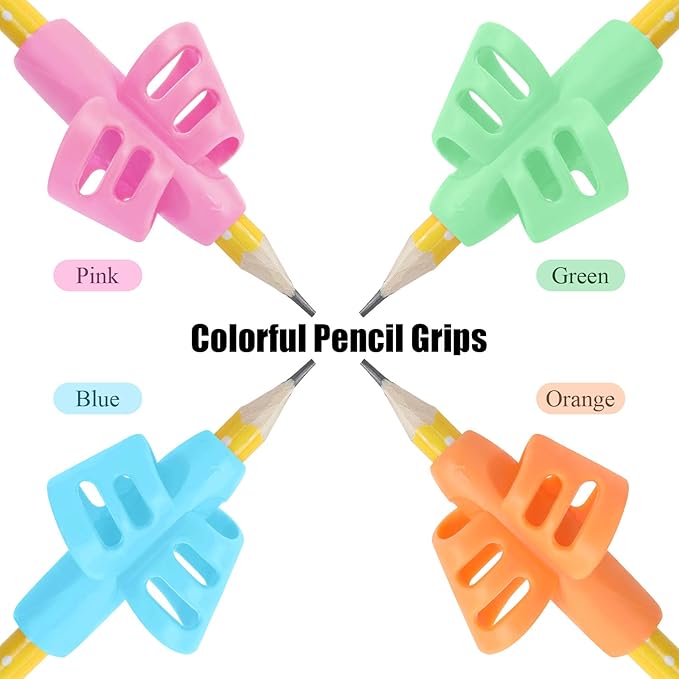 Pencil Grips for Kids Handwriting, 4 Pcs Toddler Pencil Grippers, Training Pen Grip Holder for Beginners Preschoolers Kindergarten Children
