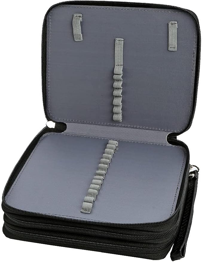 72 Slots Pencil Case Organizer w/Removal Handle Strap | 3-Layer Zipped Pencils Box Large for Colored Pencils Watercolor Pencils for Office and Travel for Artist