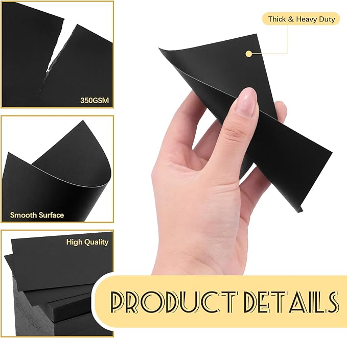 Bercoor 300 Pieces Blank 3 x 5 Inch Index Cards, Heavy Note Cards Study Cards for Office, School Learning, Black