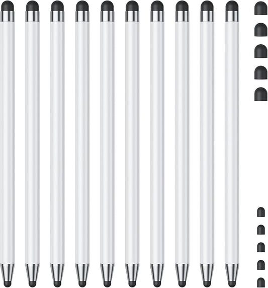 Stylus (10Pcs), Stylus Pen for Touchscreen, High Precision and Sensitivity Stylus Pen for iPad/iPhone/Samsung/Android Smartphone and Tablets, Compatible with All Capacitive Touch Screen (White)