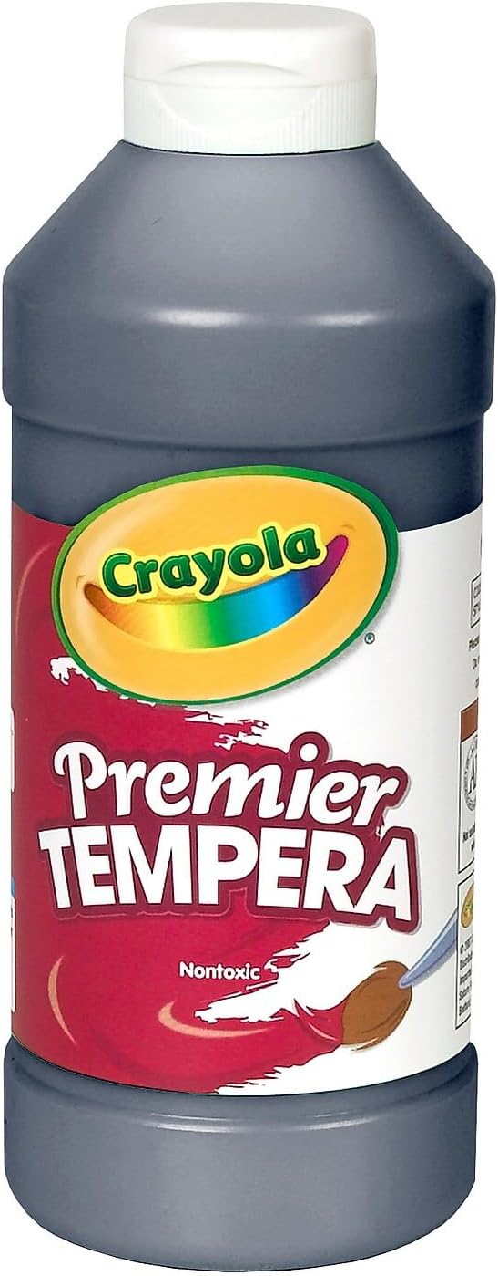 Crayola Premier Tempera Paint For Kids - Black (16oz), Kids Classroom Supplies, Great For Arts & Crafts, Non Toxic, Easy Squeeze Bottle