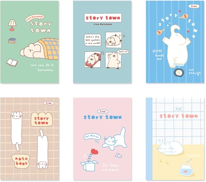 Monolike Story town Afternoon mini notebook 6p A-SET_Mini note, Pocket note, Blank note, Pocket size, a portable note, 48pages