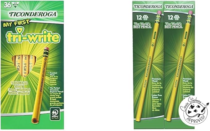 Ticonderoga My First Tri-Write Wood-Cased Pencils (36 Count) Wood-Cased Pencils (96 Count)