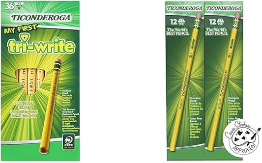 Ticonderoga My First Tri-Write Wood-Cased Pencils (36 Count) Wood-Cased Pencils (96 Count)