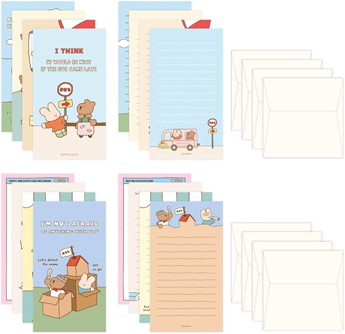 Monolike Happy and Lucky Littles Series.2 Mini Letter Paper and Envelopes Set - 8Type, 32 Letter Paper + 16 Envelopes…