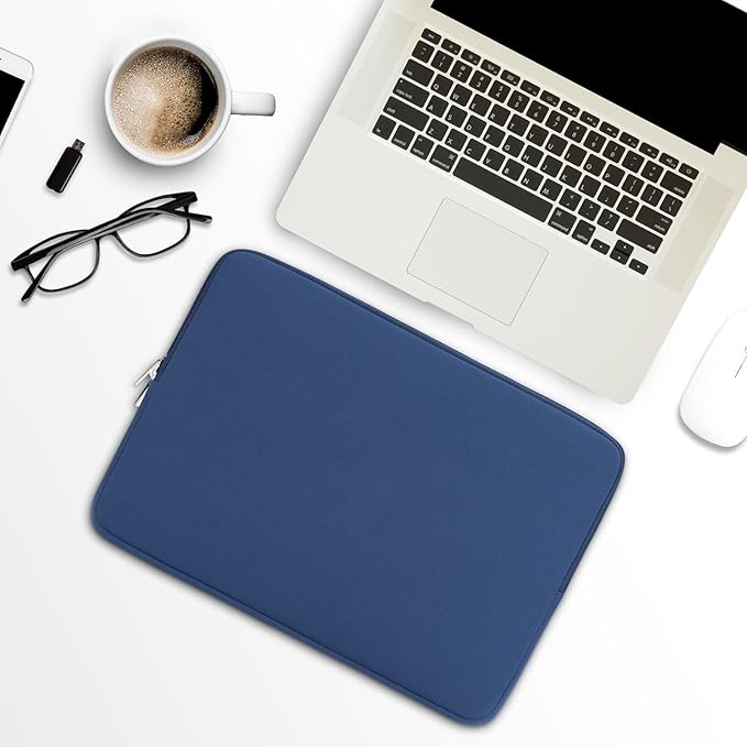 RAINYEAR 14 Inch Laptop Sleeve Case Protective Soft Padded Zipper Cover Carrying Computer Bag Compatible with 14" Notebook Chromebook Tablet Ultrabook (Navy Blue)
