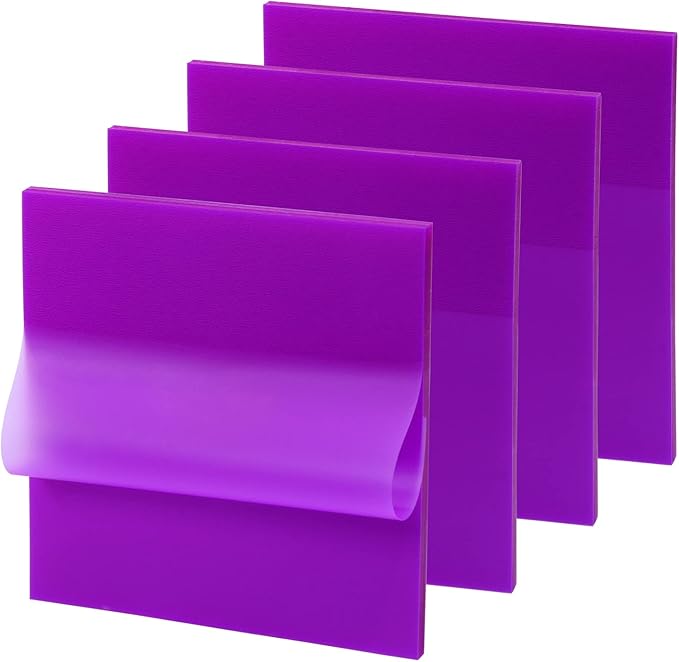 ONLYKXY 4 Pack Transparent Sticky Notes 7.6x7.6CM Self-Stick Book Tabs 200 Sheets Waterproof PET Post Memo Label Markers Sticky Notes Pad (Purple)