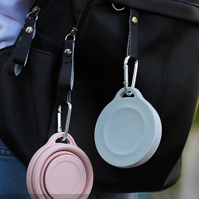 Silicone Travel Mug Folding Camping Cup with Lid Carabiner Expandable Drinking Cups Outdoor Hiking Camping Silicone Cups, Gray