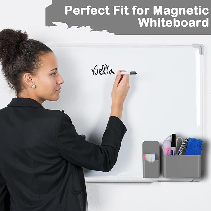 KITANIS Magnetic Pen Holder,2 Pack Magnetic Dry Erase Marker Holder with Generous Compartments,Strong Magnet Storage Marker Pen Pencil Organizer for Refrigerator,Whiteboard,Locker Accessories