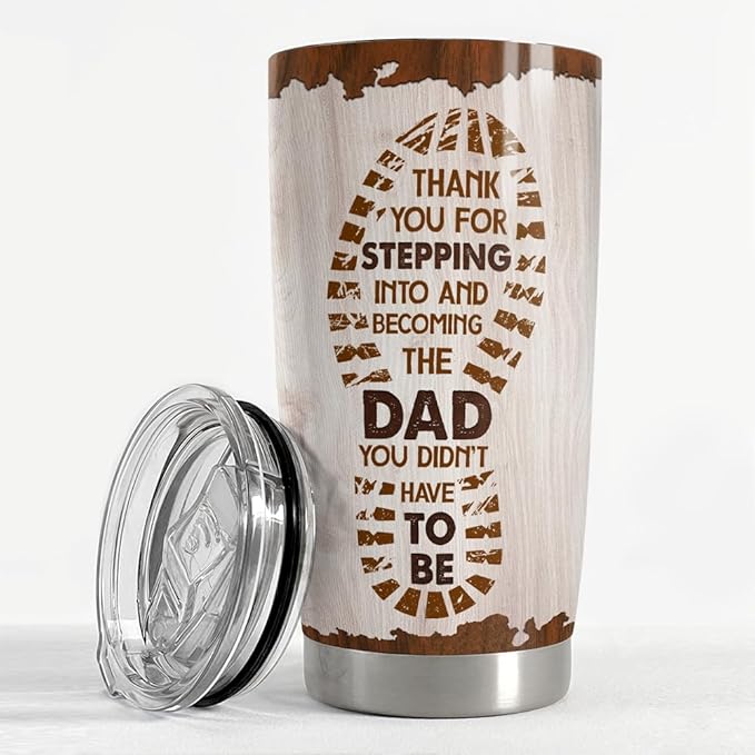 SANDJEST Step Dad Gifts Tumbler 20oz Travel Mug Cup Gift for Bonus Dad Stepfather Stepdad Gift from Step Daughter Son