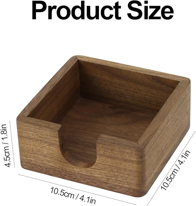 MultiBey Black Walnut Sticky Note Holder - Handcrafted Solid Wood Note Dispenser with Sheets, U-Shaped Easy Access Design & Non-Slip Base for Minimalist Office Desk Decor (3x3 inch)