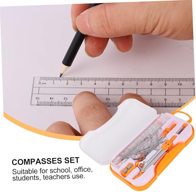 1sets Compasses and Geometry Ruler for Students Math Tool Technical Drawing Lightweight Precise and Easy to Use for School and College Use