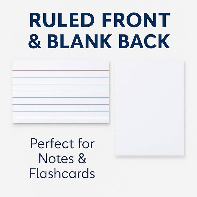 Index Cards 3x5 Inch Heavy Weight Lined Flash Index Card Wide Ruled Study Cards Blank Back Bulk Pack of 2400 Notecards (24pk of 100) for Studying School Home Office Made in USA