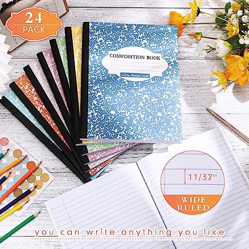 Colarr Wide Ruled Composition Notebook 9.75x7.5 Inch, Pastel Color, 24 Pack