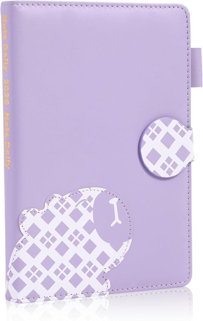 2026 Year Magnetic Buckle Weekly and Monthly Calender Planner 12 Month 5.5" x 8.3" Hardcover Soft Leather Bound Goal Habit Tracker Organizer Planning Book with Tabs , Cute Planner,Daily Schedule School Office Schedule for Women Men（Purple)
