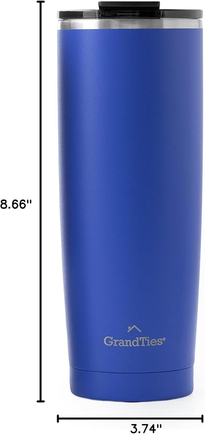 GRANDTIES Insulated Coffee Tumbler Cup w/Tritan Lid | Leak Proof, Reusable, Double Walled Vacuum Stainless Steel Water Bottle Travel Mug | Thermal Cups for Hot and Cold Drinks | 20oz | Periwinkle
