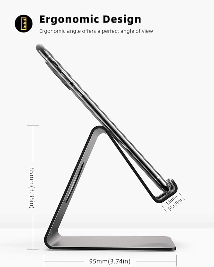 Lamicall Cell Phone Stand, Phone Dock: Cradle, Holder, Stand for Office Desk - Black
