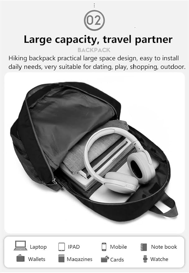 Ultra Lightweight-Packable-Hiking-Backpack Small Foldable Travel Camping Daypack Casual Outdoor Water-resistant 25L Backpacks (Black)