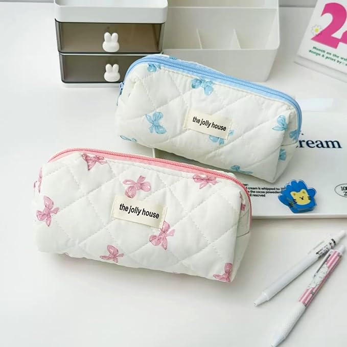 Carry bloom Pencil Pouch Cute Pencil Case for Girls Aesthetic Pencil Bag with Zipper Pen Cases School Supplies Makeup Bag (butterfly blue)