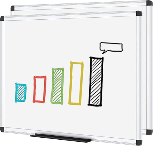 VIZ-PRO Magnetic Whiteboard/Dry Erase Board, 40 X 30 Inches, Pack of 2, Silver Aluminium Frame