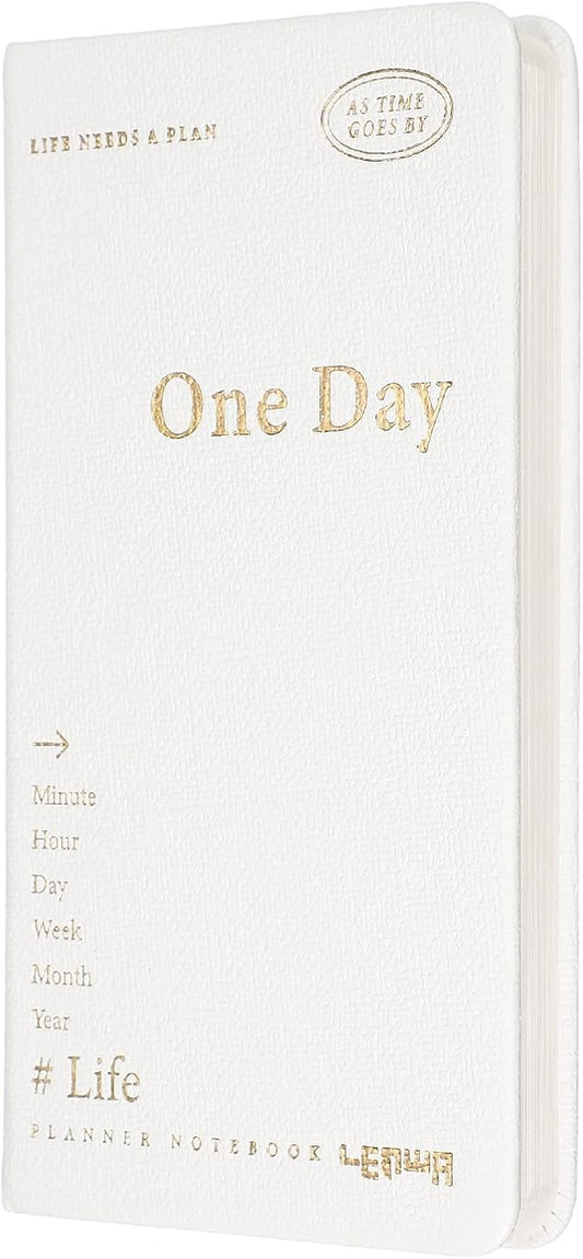 PATIKIL Planner Notebook, 7 x 3.8" 96 Sheets Undated Daily Planner Pocket to Do List Daily Weekly Goals Notebook for Office Home Study Work Time Management Habit Tracker, White
