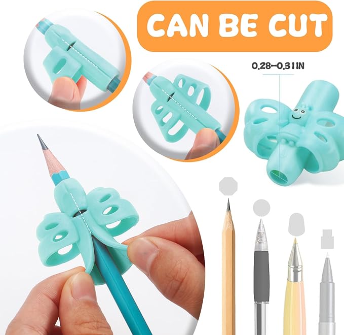 18 Pack Preschool Pencil Grips for Kids Handwriting Pencil Grippers Pen Control Training Writing Posture Correction Tools for Kids Toddler Children, Fits Pencils, Pens, Crayons (Sophie Blue)