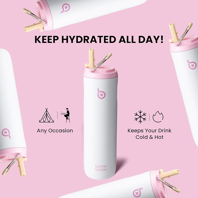 BOTTLE BOTTLE Insulated Water Bottle 24oz with Straw Lid and Handle Sports | for Travel Gym school,Stainless Steel Water Bottles,Double-Wall,Vacuum Metal,Leak Proof,BPA-Free