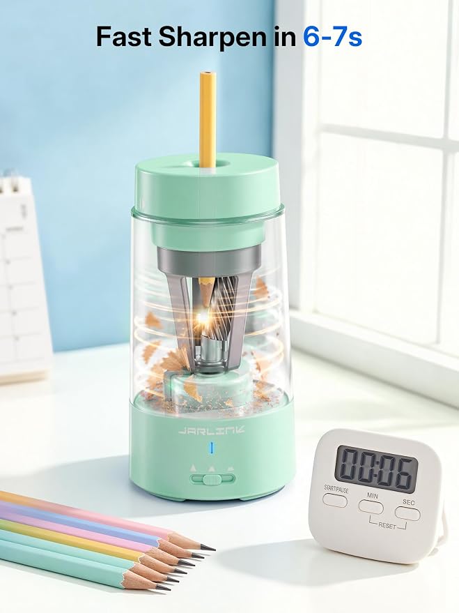 JARLINK Fully Automatic Rechargeable Electric Pencil Sharpener