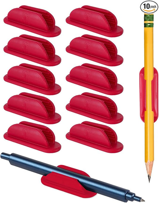 Tiizze Adhesive Pencil Holders for Desk Set of 10 - Silicone Pen Holder with 15 PCS Upgraded Adhesive Pads - Flexible Pencil Holder for Walls Clipboards, Office Essentials Accessories Teacher Supplies