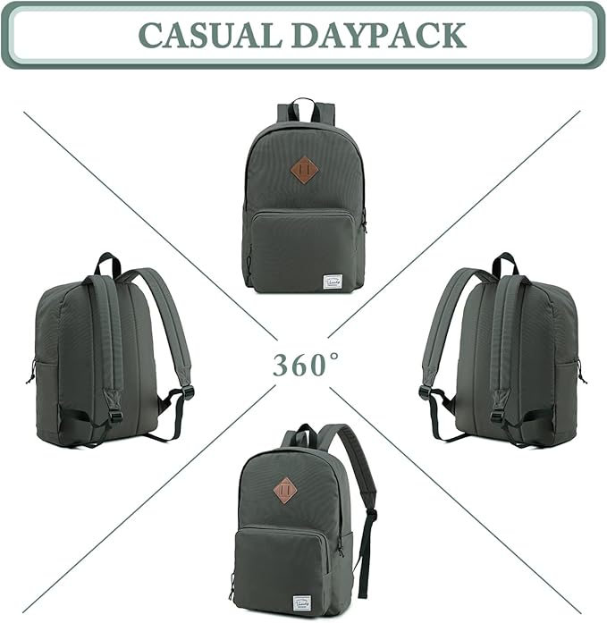 VASCHY School Backpack, Ultra Lightweight Backpack for Men Women Bookbag for Kids Teen Boys Girls Gray