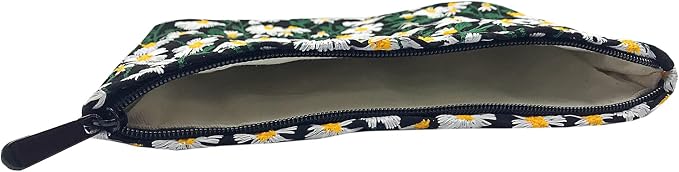 GUTGNK Corduroy Ladies Cosmetic Bag, Large Capacity Canvas Cosmetic Bag Travel Toiletry Bag Accessories Organizer, Black Chrysanthemum