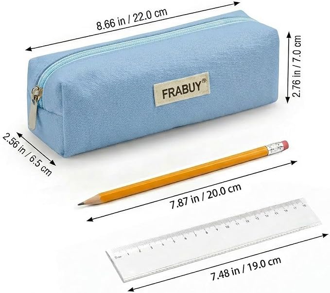 Canvas Pencil Case Pouch – Multipurpose Pen Bag Stationery Blue | Heavy-duty canvas, smooth alloy zipper, cute organizer for girls and boys, ideal for stationery, cosmetics, tech gear