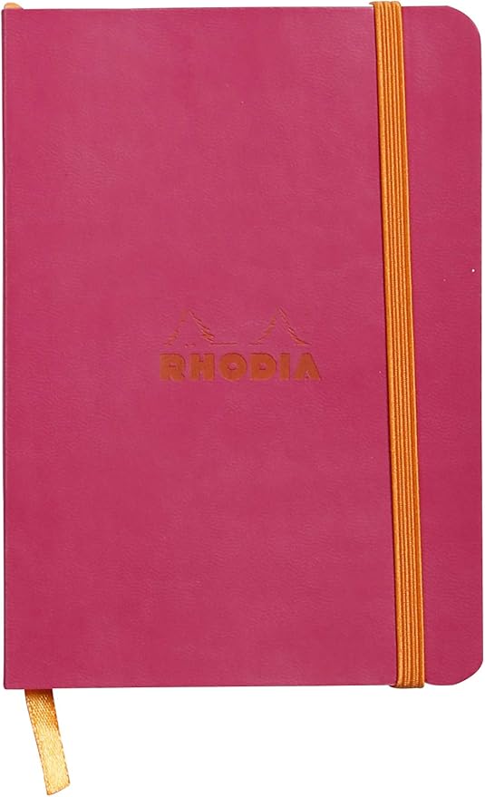 Rhodia Rhodiarama SoftCover Notebook - 72 Lined Sheets - 4 x 5 1/2 - Raspberry Cover (117312C)