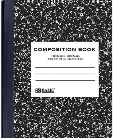 BAZIC Composition Book Black Marble College Ruled 100 Sheet Notebook, Journal Comp Notebooks for School, 48-Pack