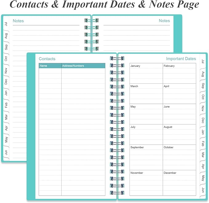 2026-2027 Pocket Planner/Calendar - 2026-2027 Planner from July 2026 - June 2027, Planner 26-27 with 12 Tabs, Twin-Wire Binding, Inner Pocket, 3.75" x 6.75, Teal