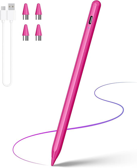 DRYMOKINI Pink Stylus Pen, Active Stylus Pen Touch Screens Compatible for Android and iOS Tablet/Phones, Rechargeable Universal Stylus Pencil Compatible for A-pple/i-Pad/Phone Tablet