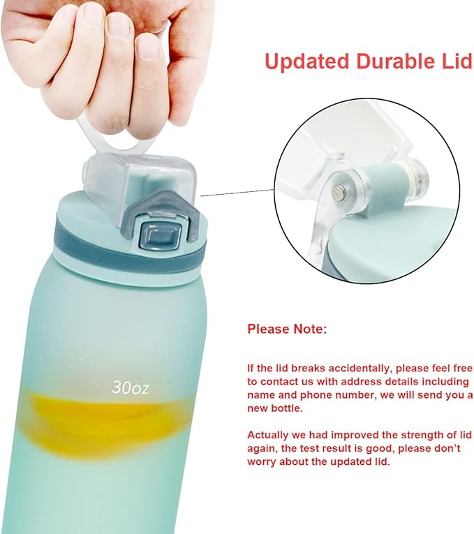Time Marker Water Bottle Gym, 30oz Large Durable Bottle for Workout Sport Travel Water Tracker (Pack of 1)