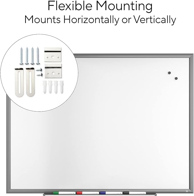 TRU RED™ Magnetic Porcelain Dry Erase Board, Gunmetal Frame, 4' x 3', Wall-Mountable, Aluminum