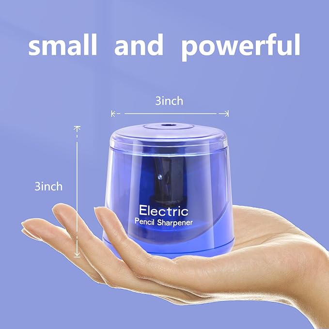 Electric Pencil Sharpener, Battery (Not lncluded) or USB Powered Small Portable for NO2 Pencils, Automatic for Home and Office (Dark Blue)