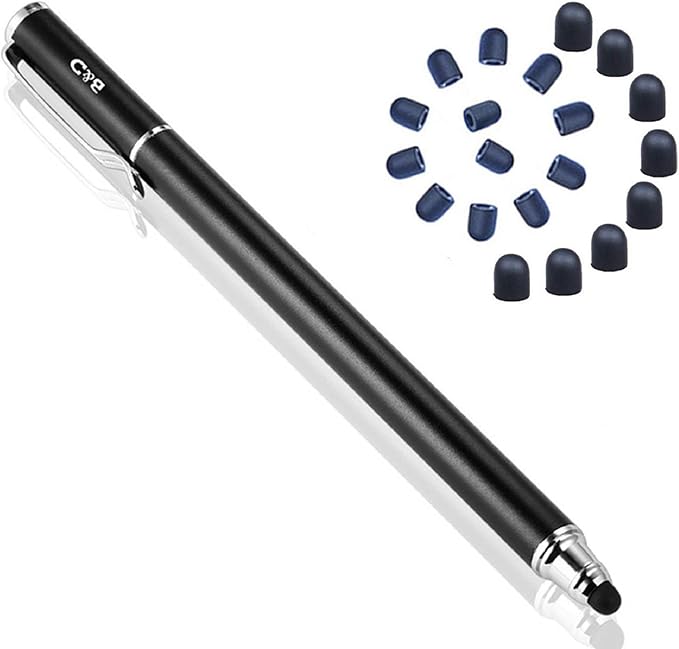 2-in-1 Stylus Touch Screen Pen for iPhone, Ipad, iPod, Tablet, Galaxy and More with 20Pcs Rubber Tips (Black)