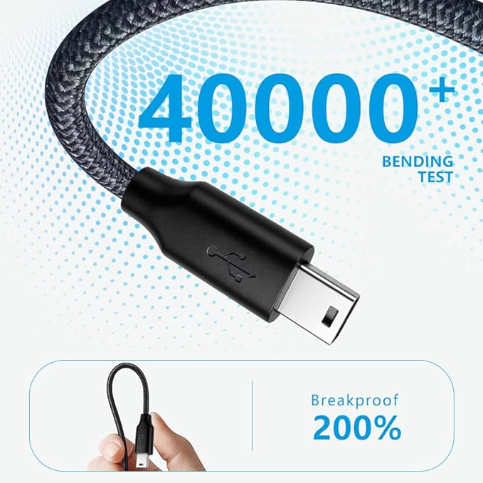 2 Pack USB & USB C Braided Charger for TI 84 Plus CE, Data Cable for Texas Instruments Calculators TI-84 Plus CE/C Silver, TI 89 Titanium, TI Nspire CX/TI Nspire CX CAS -5ft