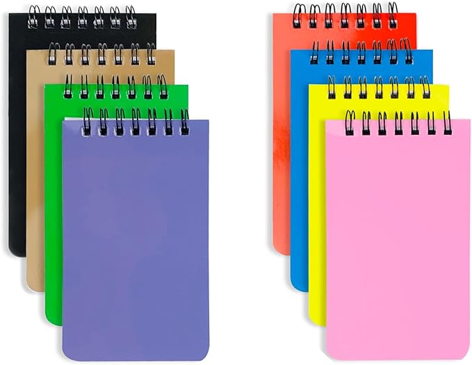 KTOJOY 8 Pack Pocket Notebook Small 3x5 Spiral Notepads With Lined Pages, Small Top Spiral Notebook Little Mini Memo Steno Note Pads for Outdoor Home Office College School
