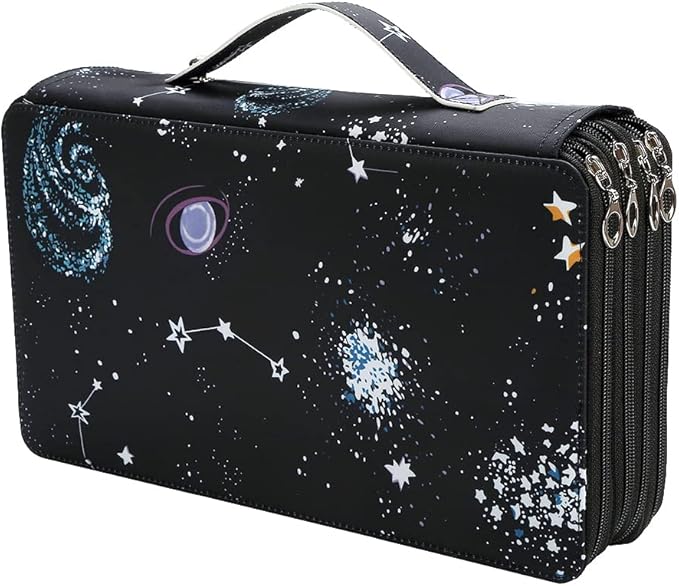 Portable Colored Pencil Case Organizer 103 Larger Individual Slots Holds 300 Pcs Pencils with Printing Pattern for Watercolor Pens or Markers, Pencil Case Organizer for Artist
