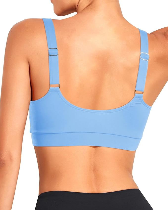 Tempt Me Women Sports Bra Bikini Tops Scoop Neck Bathing Suits Top Padded Swim Crop Tops Only