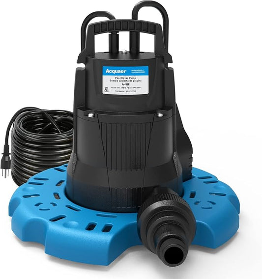 1/4 HP Automatic Swimming Pool Cover Pump, 2250 GPH Submersible Sump Pump with 3/4” Check Valve Adapter & 25ft Power Cord, Water Removal for Pool, Hot Tubs, Rooftops, Water Beds and more | Submersible Water Pump with 3/4” Check Valve Adapter & 25ft Pow...