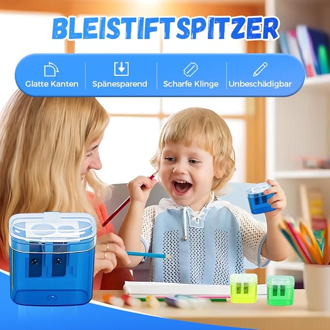 Pencil Sharpeners with Lid, Pencil Sharpeners Manual, Colored Handheld Sharpener Suitable for Kids Adults Students School Class Home Office (8pcs)