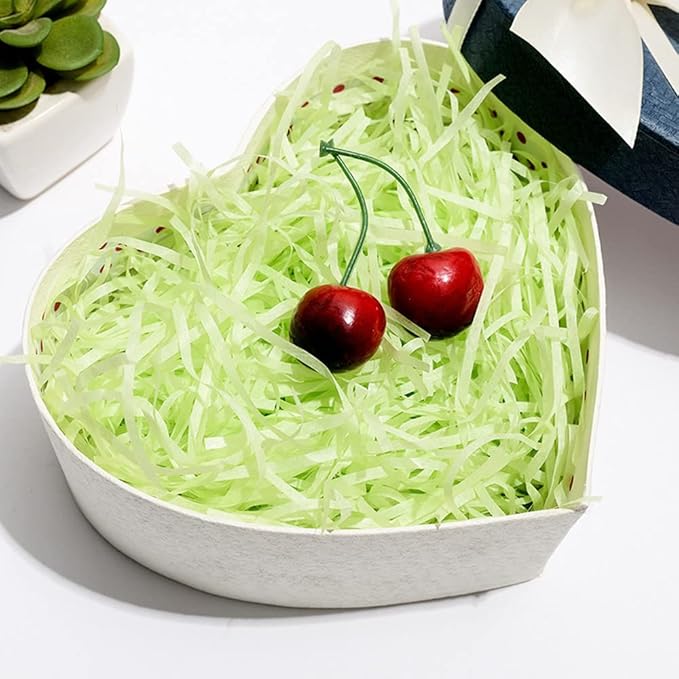 Easter Grass, 100g Shredded Paper for Gift Box, Crinkle Cut Paper Shred Filler for Gift Wrapping & Basket Filling(Light Green)