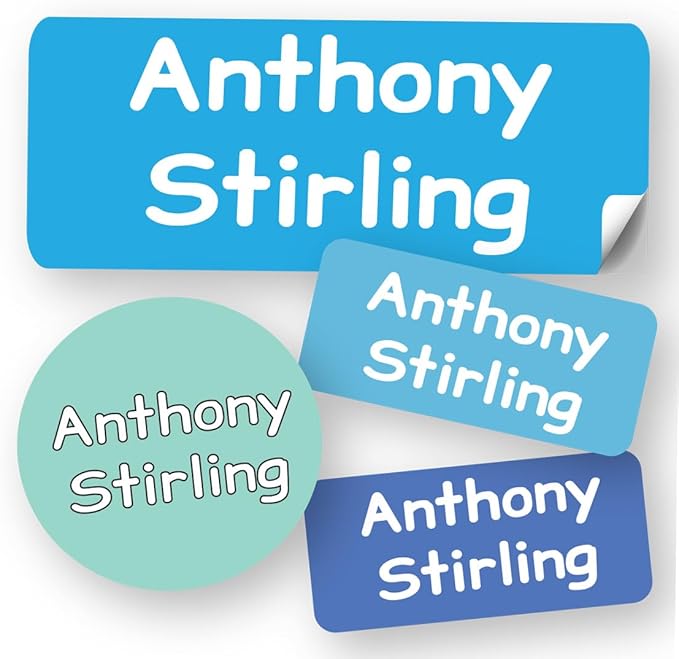 120-ct Personalized Waterproof Name Labels – 3-Line Custom Stick-On Tags for Daycare & Camp – Dishwasher-Safe, Cute Pastel Designs, Pre-Cut
