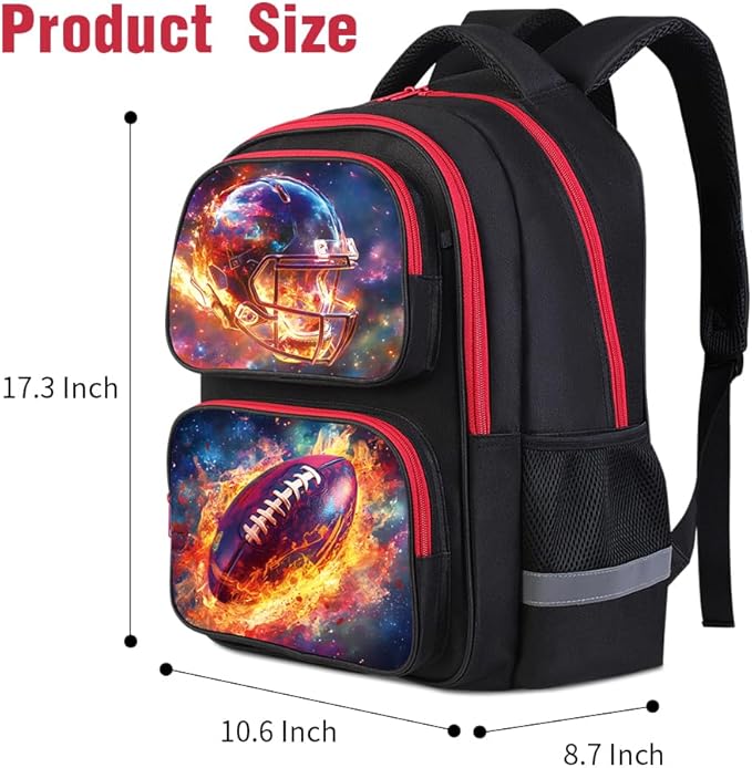 Cartoon Kids Backpack for School - 17 Inch Lightweight Bookbag with 3D Reflective Design & Luminous Safety Strips | Durable 600D Polyester, Adjustable Straps for Ages 6-18