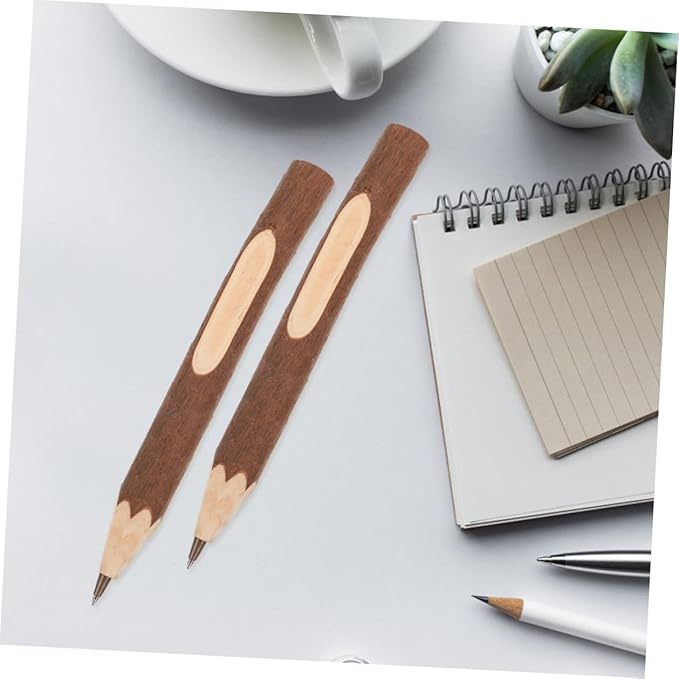 FOMIYES Wooden Ballpoint Pens 10pcs 17cm Tree Bark Texture Biodegradable Multi-function Writing Supplies for Office School Home Use